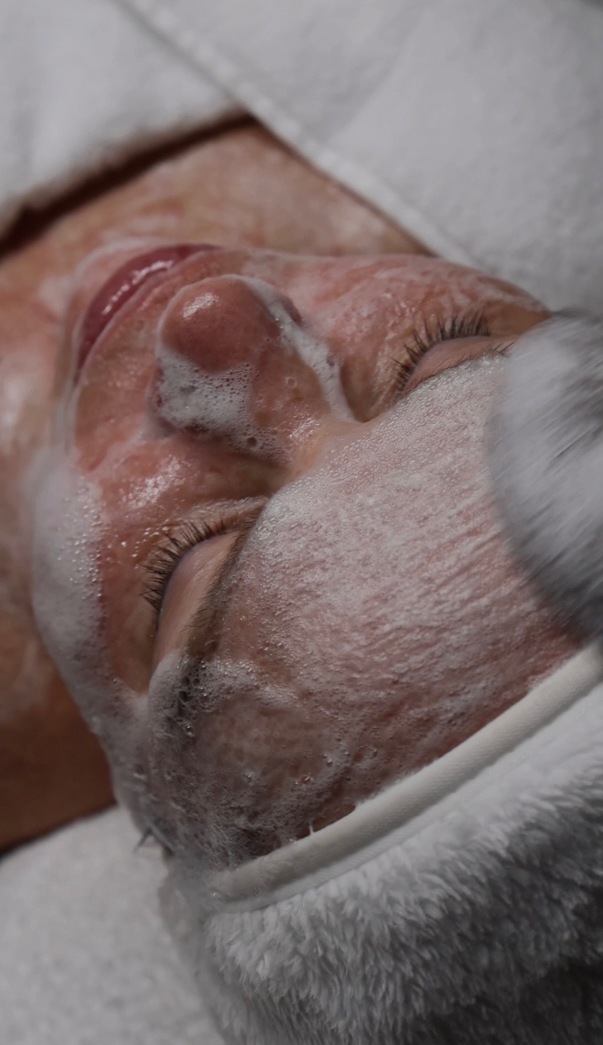Close-up of a professional facial treatment in the clinic