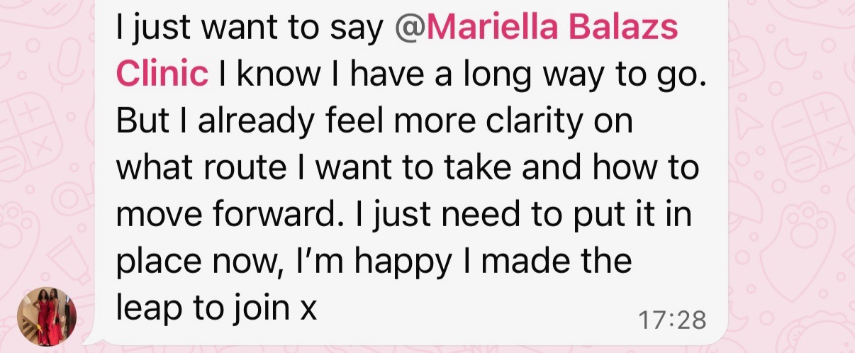 Member message: 'I already feel more clarity on what route I want to take and how to move forward. Happy I made the leap to join.'