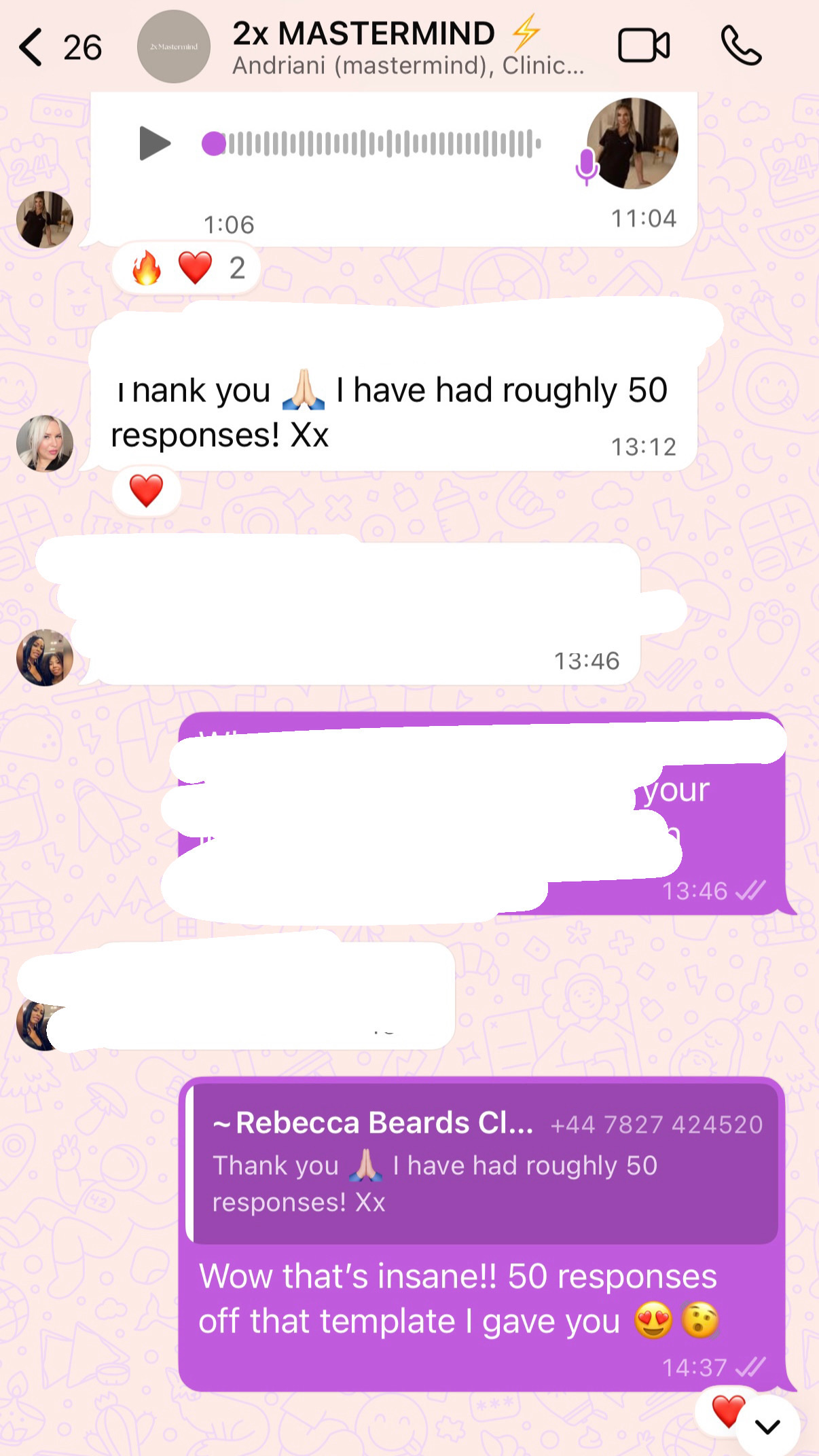 Mastermind chat: 'I have had roughly 50 responses off that template you gave me.'