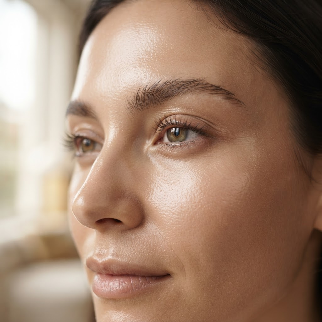 Close-up of healthy, glowing skin