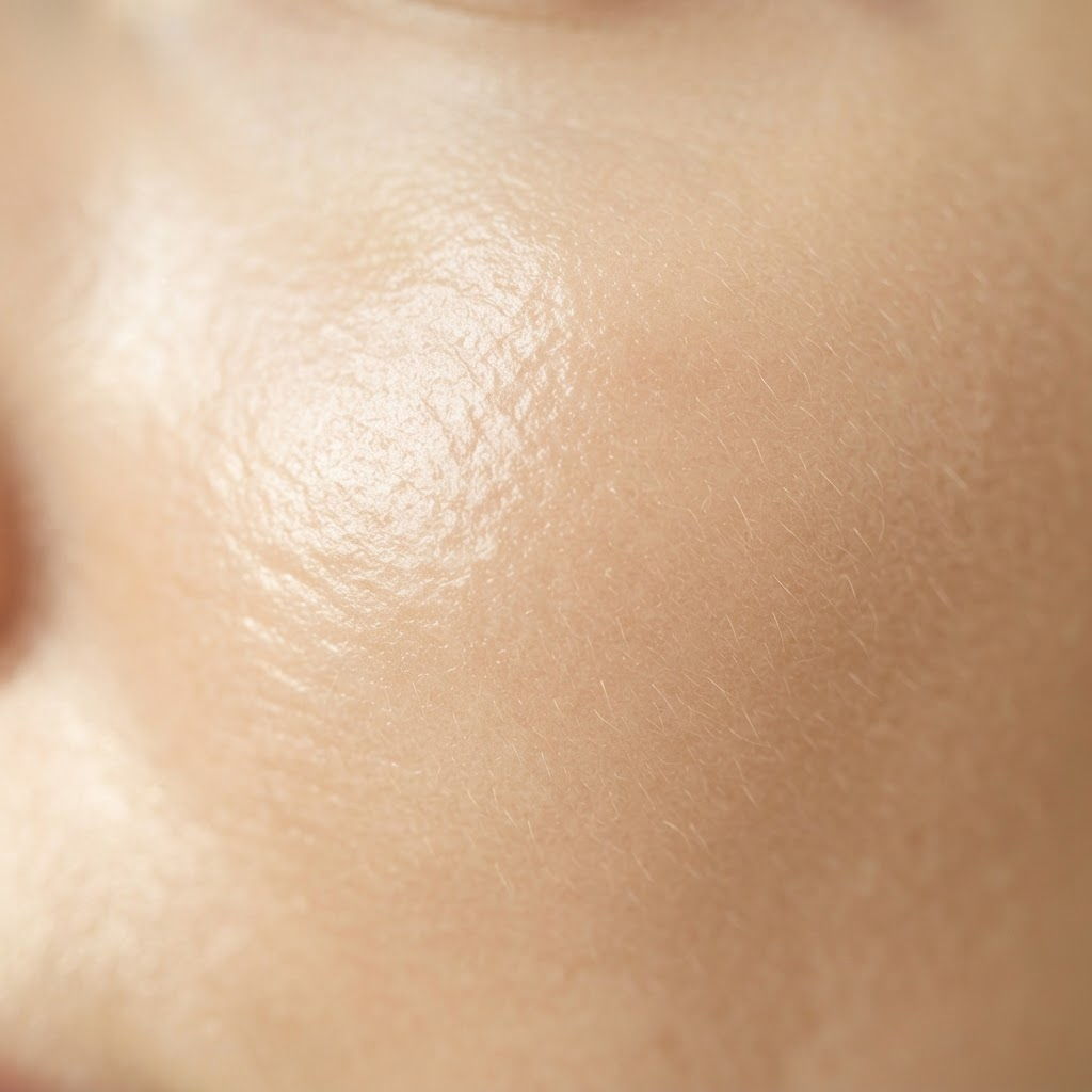 Close-up macro of healthy glowing skin texture